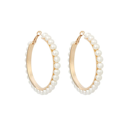 Fashion Exaggerated Geometric Big Circle Pearl Tide Fashion Earrings Ear Jewelry For Women