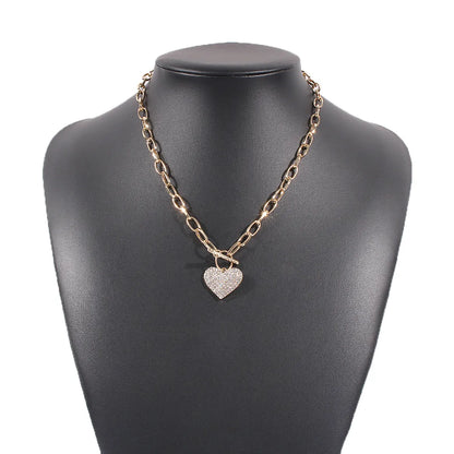 Fashion Exaggerated Punk Style Heart-shaped Diamond Necklace