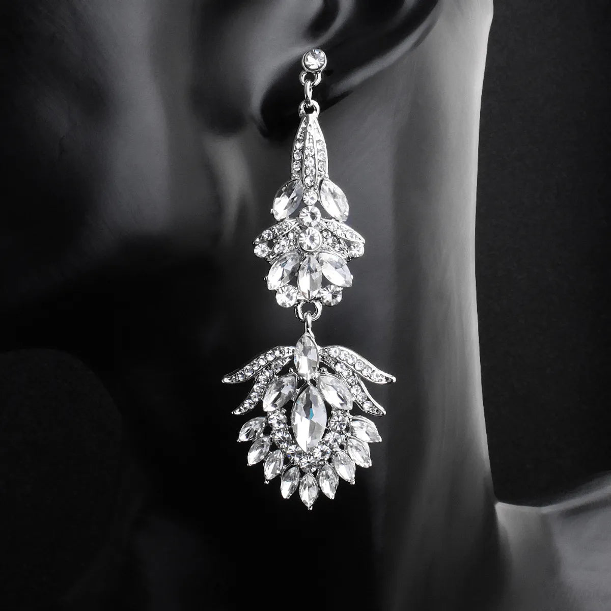 Fashion Exaggerated Trend Simple Retro Alloy Diamond Bridal Wedding Earrings