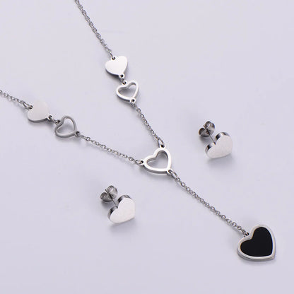 Fashion Exquisite Heart-shaped Pendant Necklace Earrings Set