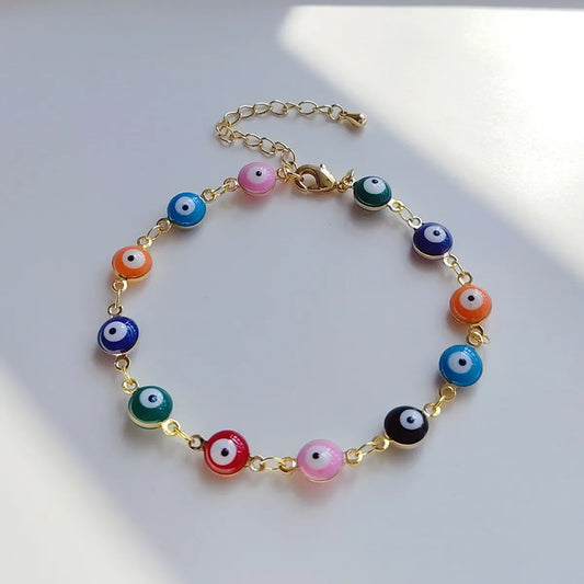 Fashion Eye Copper Enamel Plating Inlay Resin Bracelets 1 Piece