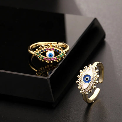 Fashion Eye Copper Gold Plated Zircon Open Ring