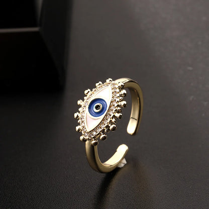 Fashion Eye Copper Gold Plated Zircon Open Ring