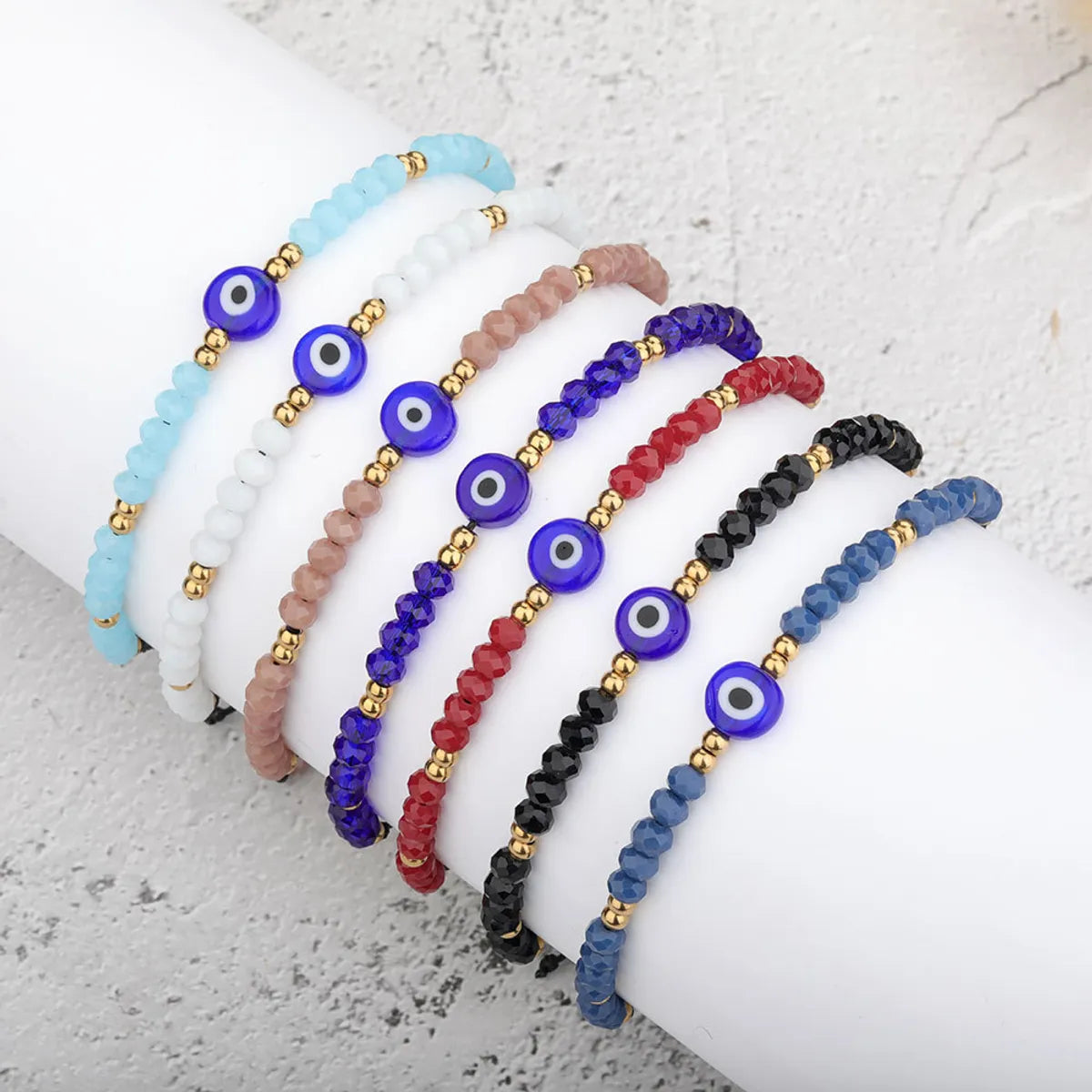 Fashion Eye Stainless Steel Glass Beaded Women'S Bracelets 1 Piece