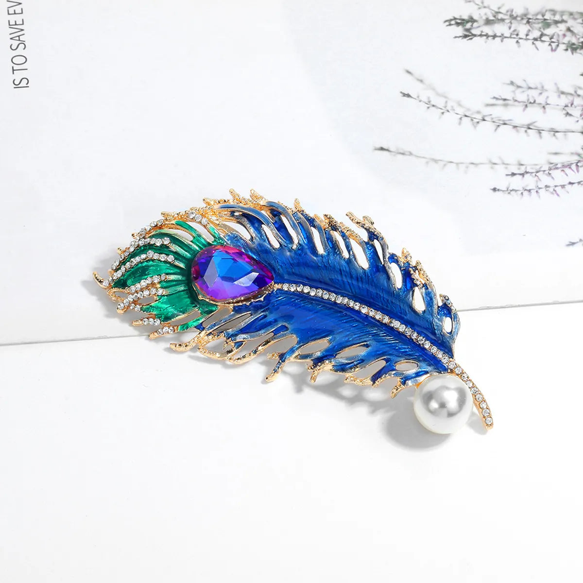 Fashion Feather Alloy Inlay Rhinestones Pearl Silica Gel Unisex Brooches