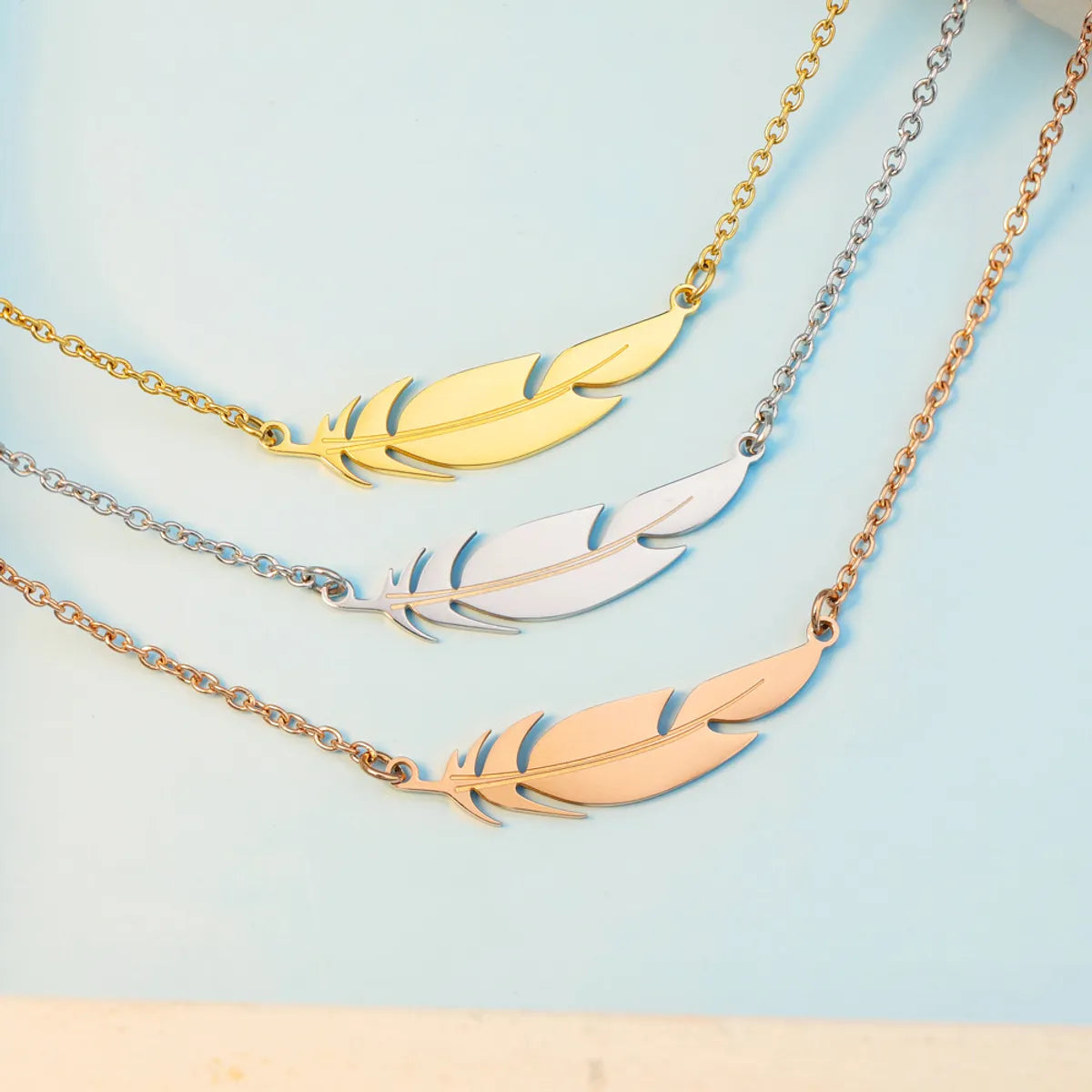 Fashion Feather Stainless Steel Necklace Plating Stainless Steel Necklaces