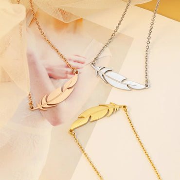 Fashion Feather Stainless Steel Necklace Plating Stainless Steel Necklaces