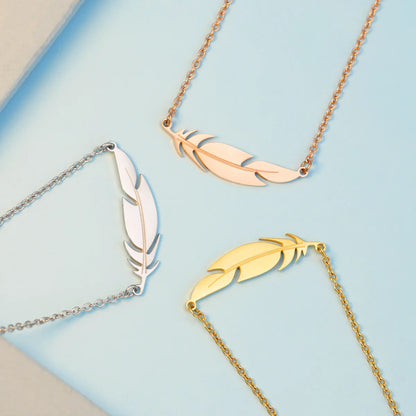 Fashion Feather Stainless Steel Necklace Plating Stainless Steel Necklaces