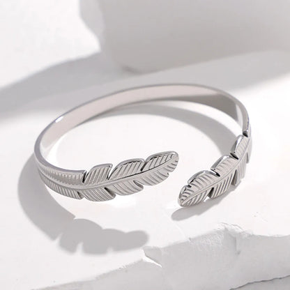 Fashion Feather Titanium Steel Plating Bangle