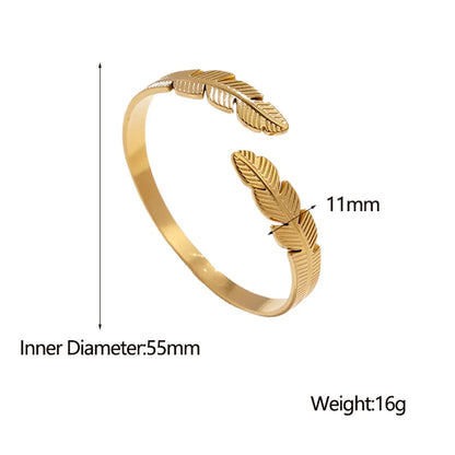 Fashion Feather Titanium Steel Plating Bangle