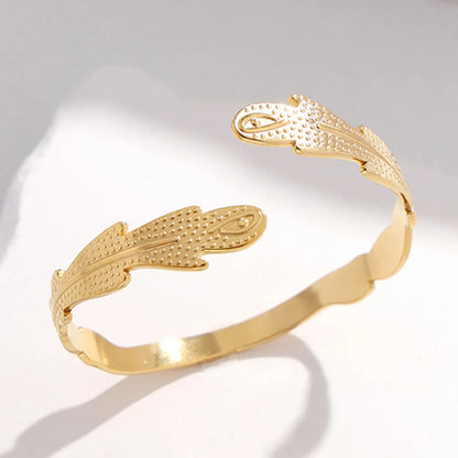 Fashion Feather Titanium Steel Plating Bangle 1 Piece