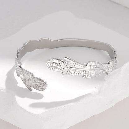 Fashion Feather Titanium Steel Plating Bangle 1 Piece