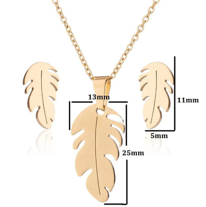 Fashion Feather Titanium Steel Plating Ear Studs