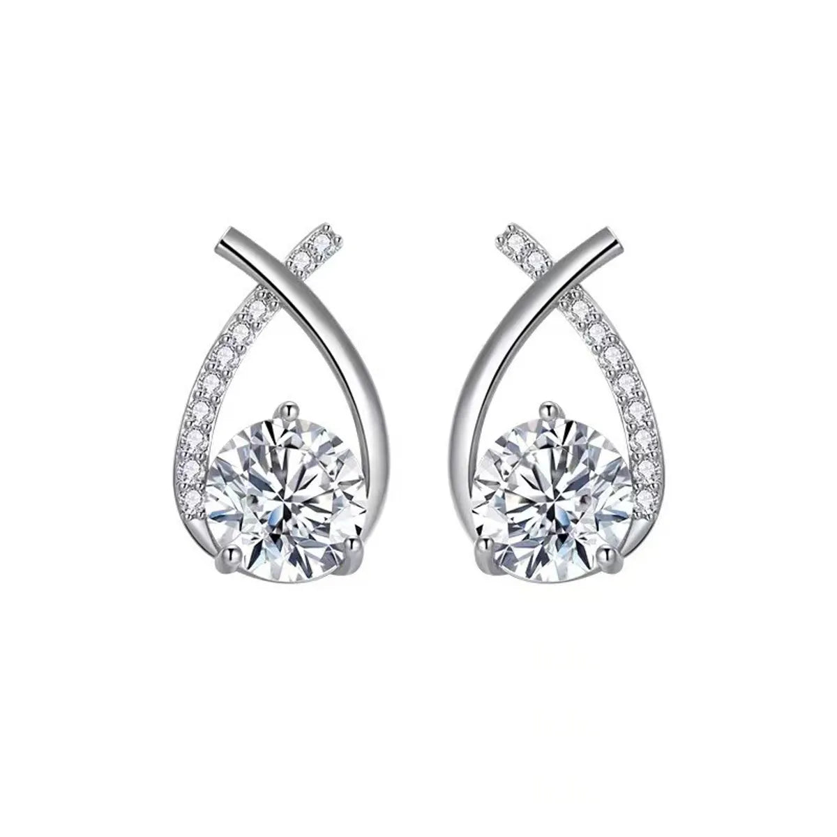 Fashion Female Cross Zircon Alloy Stud Earrings