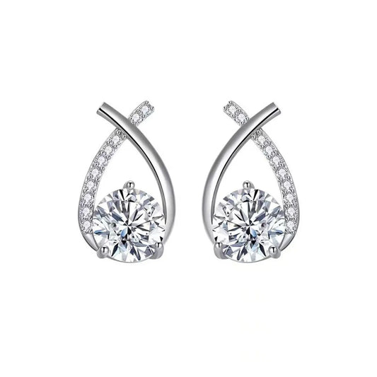 Fashion Female Cross Zircon Alloy Stud Earrings