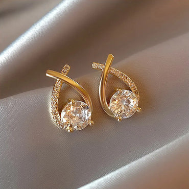 Fashion Female Cross Zircon Alloy Stud Earrings