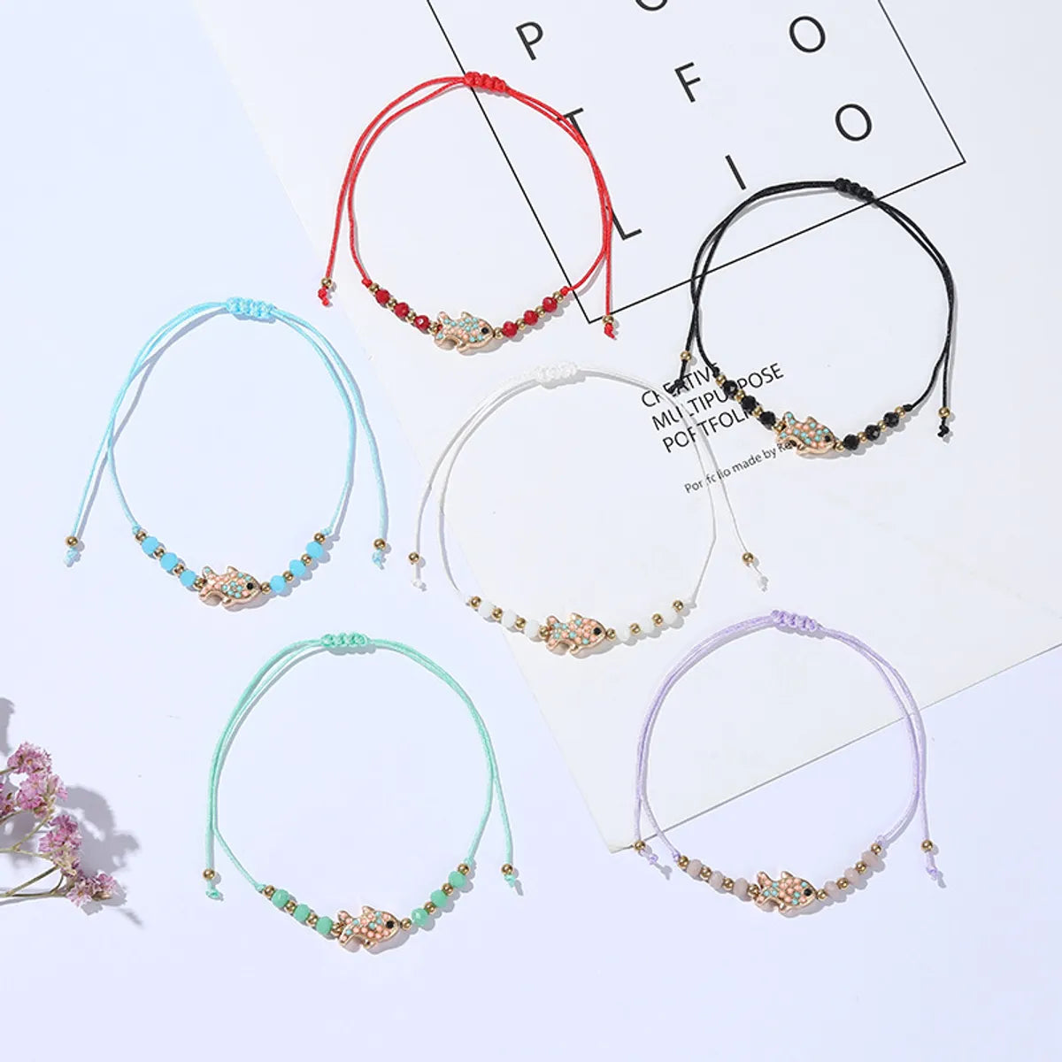 Fashion Fish Artificial Crystal Alloy Rope Knitting Women's Bracelets