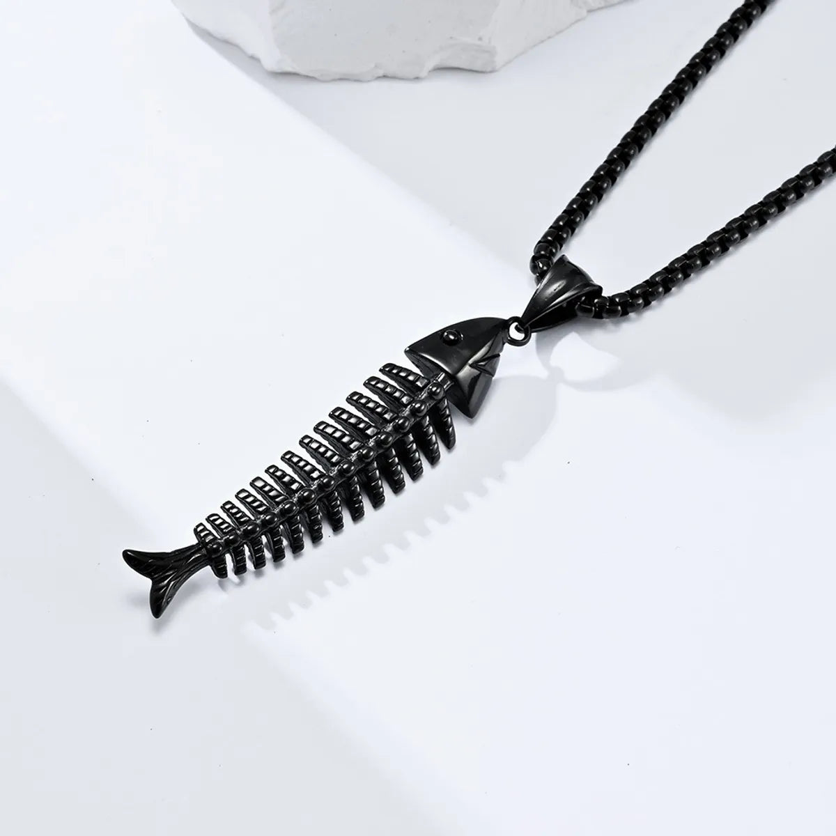 Fashion Fish Bone Stainless Steel Polishing Pendant Necklace 1 Piece