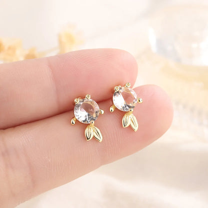 Fashion Fish Copper Inlay Zircon Ear Studs 1 Pair