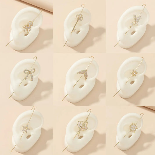 Fashion Fish Flower Zircon Ear Clip