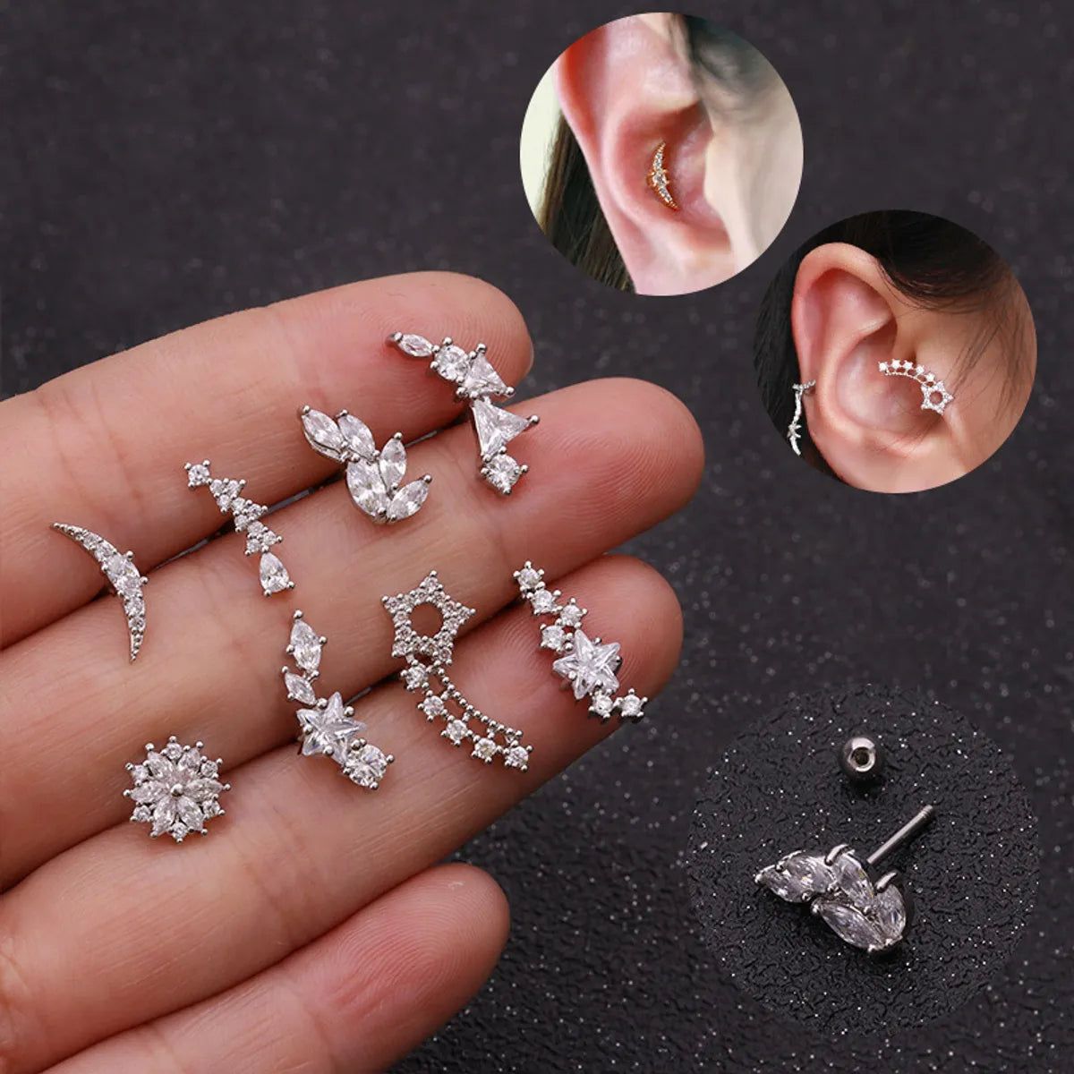 Lady Star Metal Earrings Ear Studs