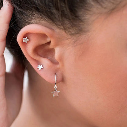 Fashion Five-pointed Star Glossy Star S925 Silver  Earrings