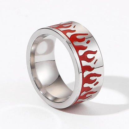 Fashion Flame Titanium Steel Plating Rings 1 Piece