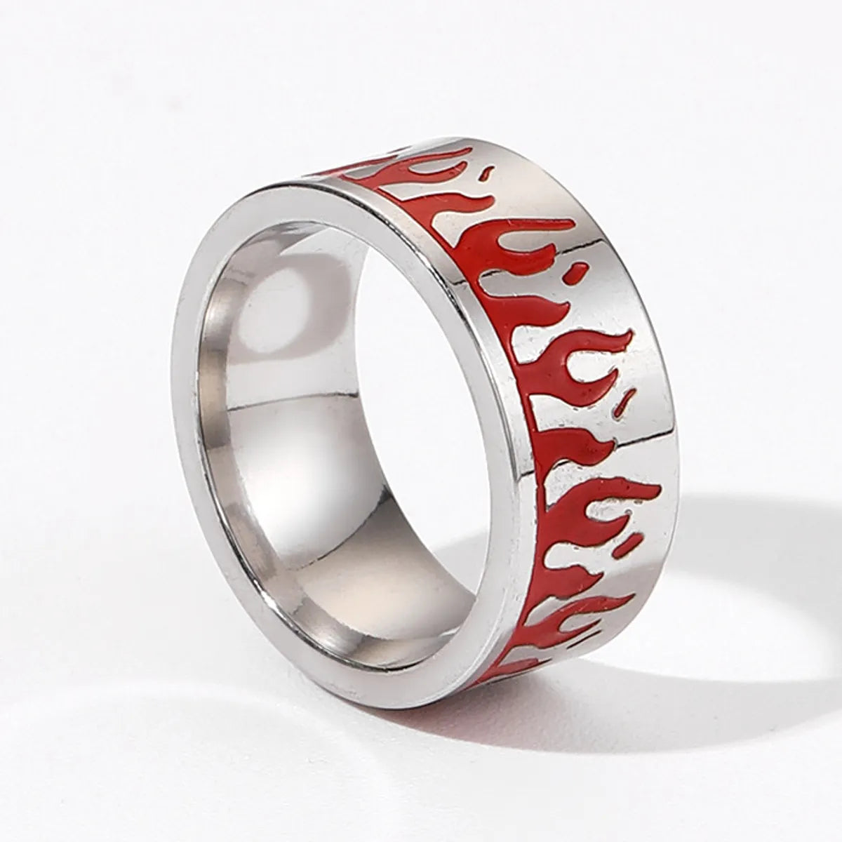 Fashion Flame Titanium Steel Plating Rings 1 Piece