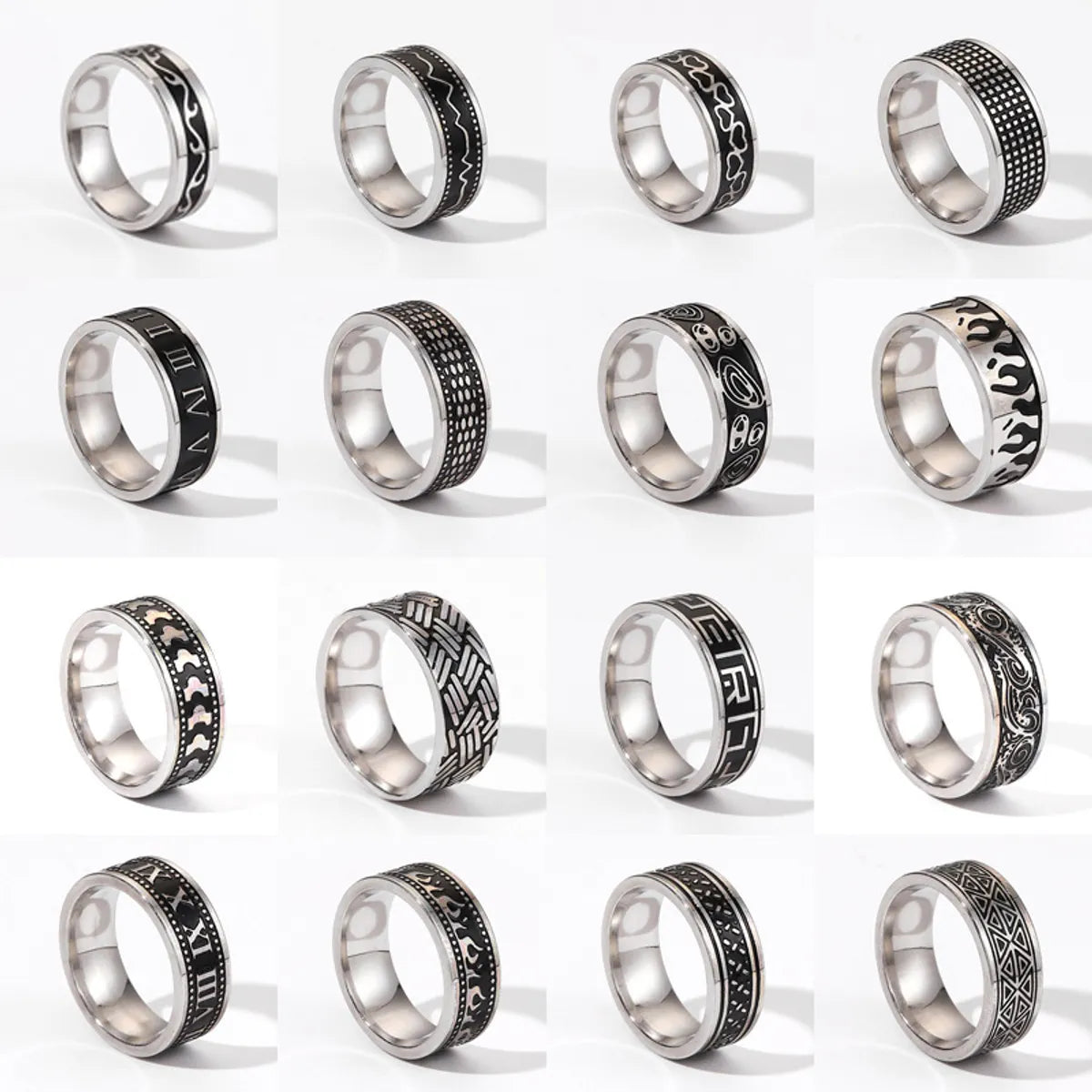 Fashion Flame Titanium Steel Plating Rings 1 Piece