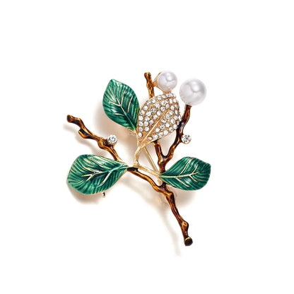 Fashion Flower Alloy Enamel Stoving Varnish Inlay Pearl Unisex Brooches