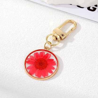 Fashion Flower Alloy Epoxy Bag Pendant Keychain 1 Piece