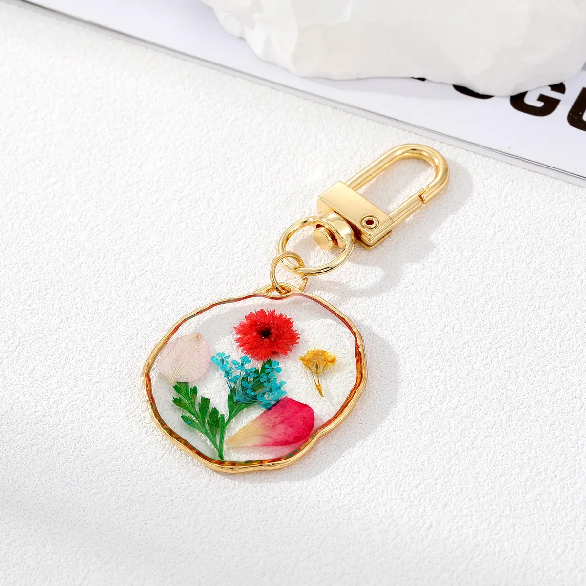 Fashion Flower Alloy Epoxy Bag Pendant Keychain 1 Piece