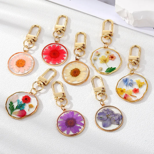 Fashion Flower Alloy Epoxy Bag Pendant Keychain 1 Piece