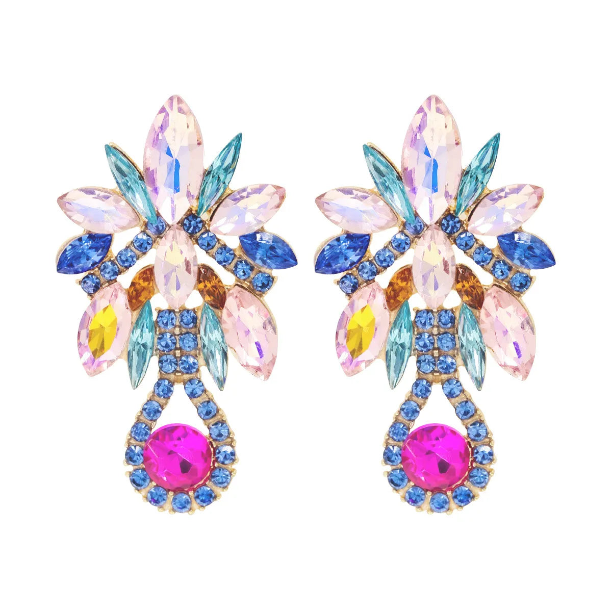 Fashion Flower Alloy Inlay Artificial Pearls Artificial Diamond Women's Drop Earrings 1 Pair