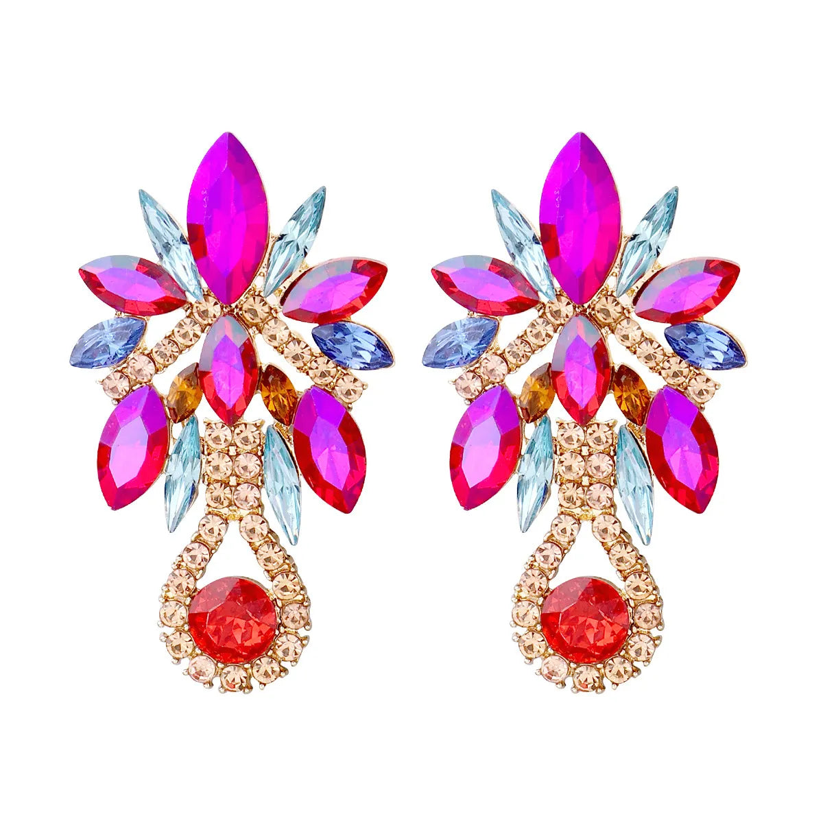 Fashion Flower Alloy Inlay Artificial Pearls Artificial Diamond Women's Drop Earrings 1 Pair