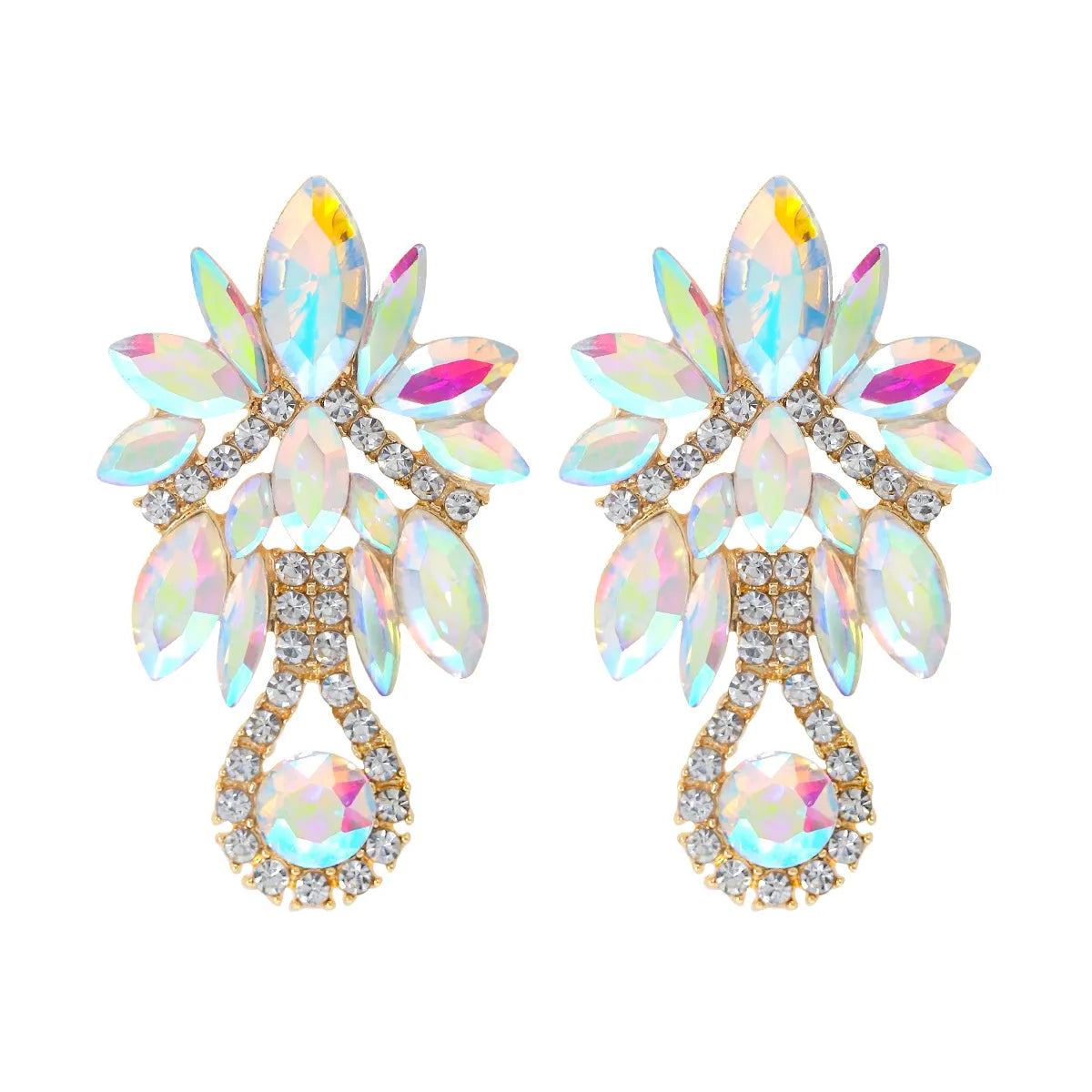 Fashion Flower Alloy Inlay Artificial Pearls Artificial Diamond Women's Drop Earrings 1 Pair