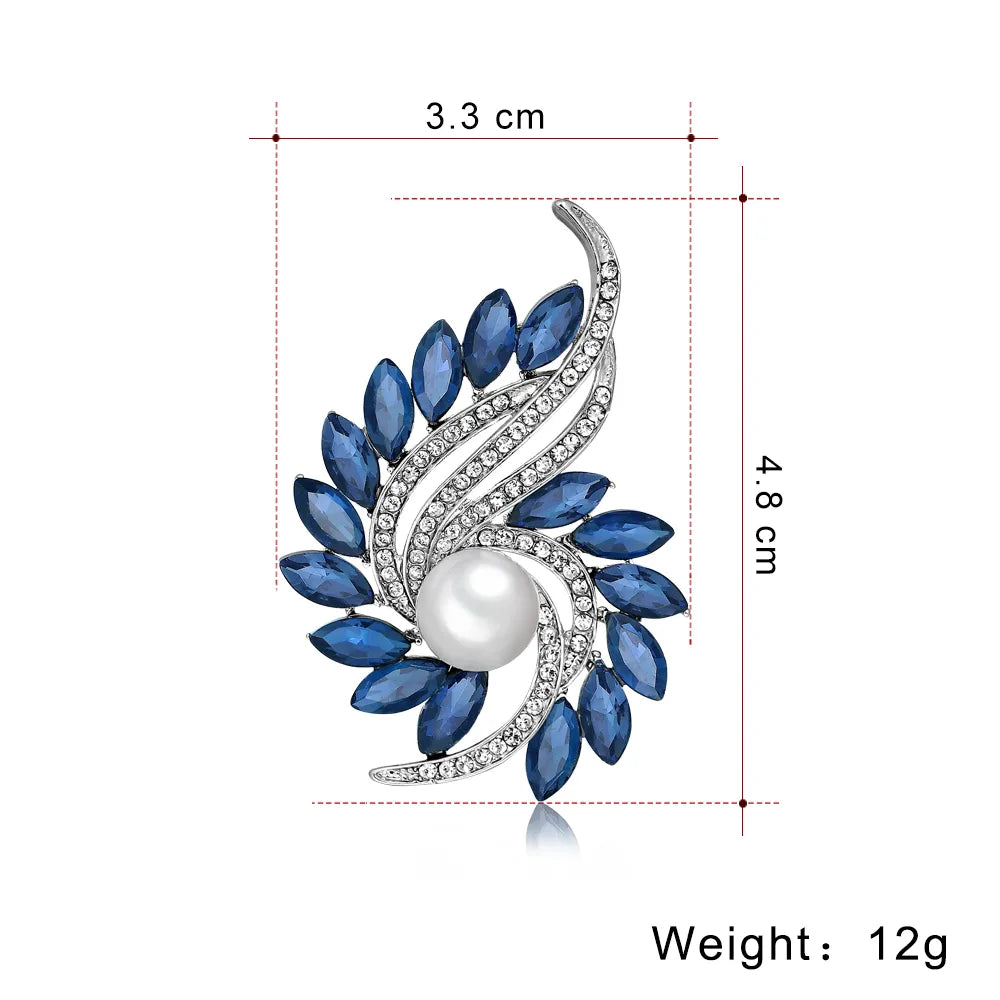 Fashion Flower Alloy Inlay Crystal Rhinestones Pearl Women'S Brooches