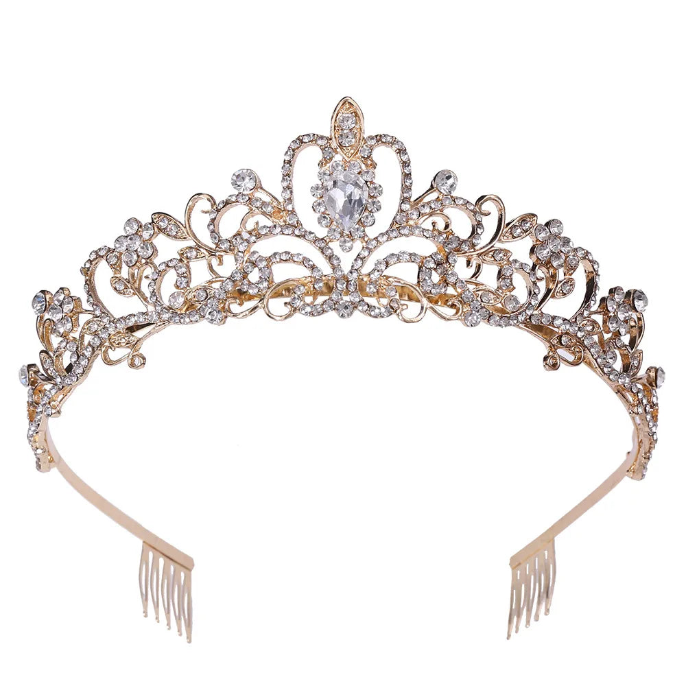 Fashion Flower Alloy Inlay Rhinestones Crown 1 Piece