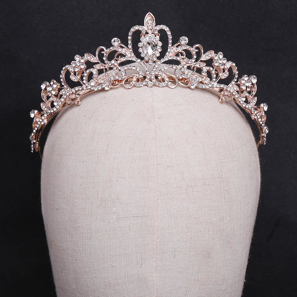 Fashion Flower Alloy Inlay Rhinestones Crown 1 Piece