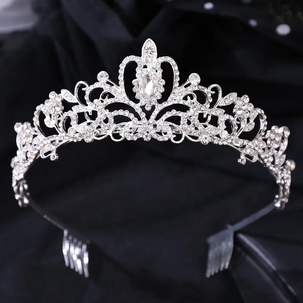 Fashion Flower Alloy Inlay Rhinestones Crown 1 Piece