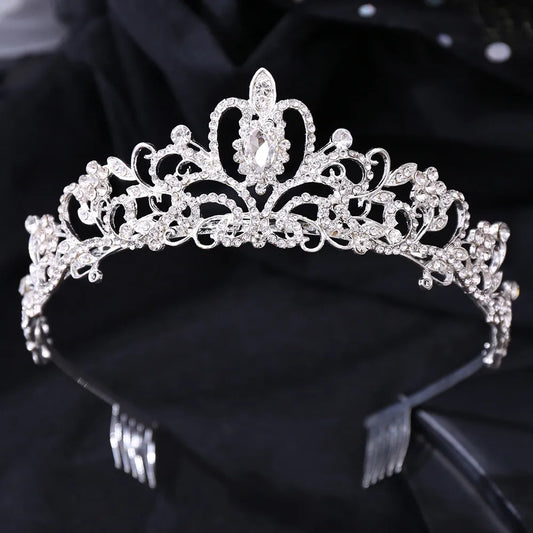 Fashion Flower Alloy Inlay Rhinestones Crown 1 Piece