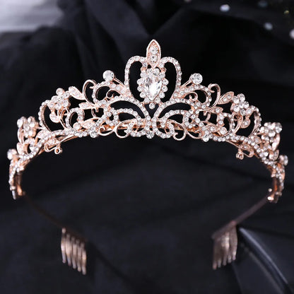 Fashion Flower Alloy Inlay Rhinestones Crown 1 Piece