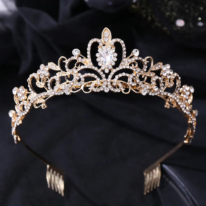 Fashion Flower Alloy Inlay Rhinestones Crown 1 Piece