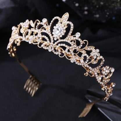 Fashion Flower Alloy Inlay Rhinestones Crown 1 Piece