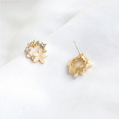 1 Pair Fashion Flower Inlay Alloy Rhinestones Ear Studs