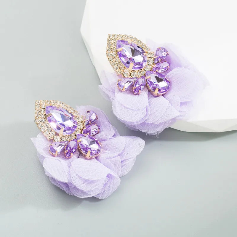 Fashion Flower Inlay Alloy Rhinestones Ear Studs