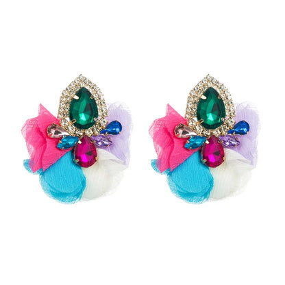 Fashion Flower Inlay Alloy Rhinestones Ear Studs