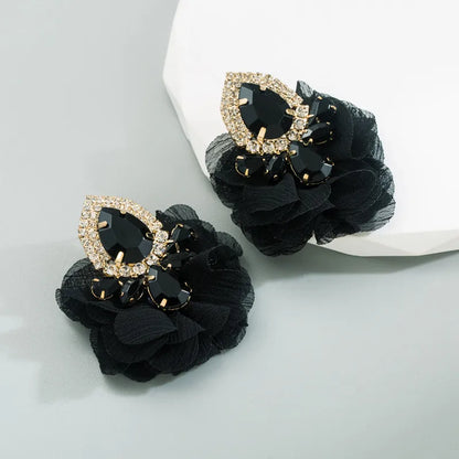 Fashion Flower Inlay Alloy Rhinestones Ear Studs