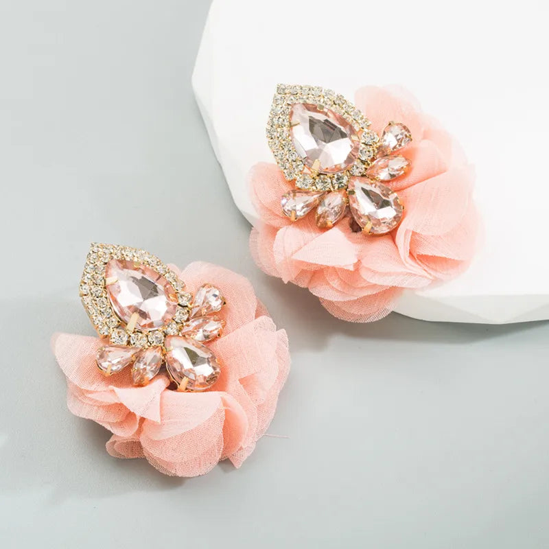 Fashion Flower Inlay Alloy Rhinestones Ear Studs