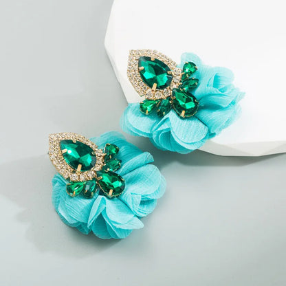 Fashion Flower Inlay Alloy Rhinestones Ear Studs